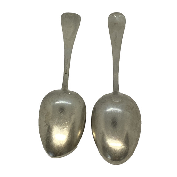 Early 20th Century Two Nickel Silver 7 1/8" Tablespoons Estate Rustic Primitive - Picture 5 of 12